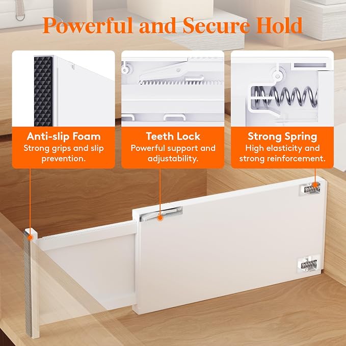 Lifewit 4 Pack Drawer Dividers Plastic 6" High, 13.5-22" Adjustable Drawer - Image 3