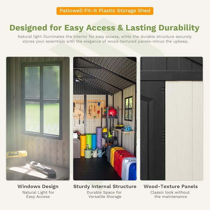 Patiowell 8x10 FT Plastic Shed Outdoor Storage Shed - Image 4