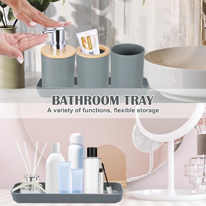 iMucci 9Pcs Grey Bathroom Accessories Set - Image 4