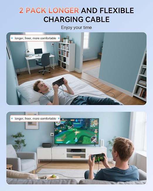2 Pack Switch 2 Charging Cable, Extra Long Power Cord - Image 4
