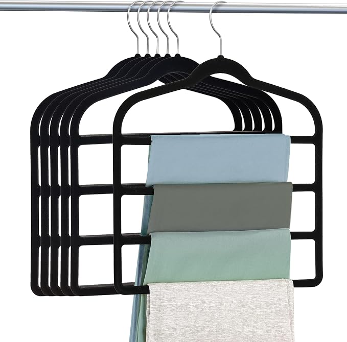 Velvet Hangers Space Saving Non Slip Pant Velvet Hangers, DUDUCOFU 6 Pack Black by DUDUCOFU