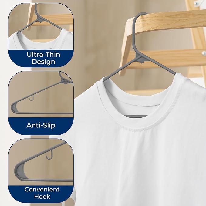 SereneLife Premium 10 Pack Plastic Hangers, Lightweight, Space Saving Clothes - Image 6