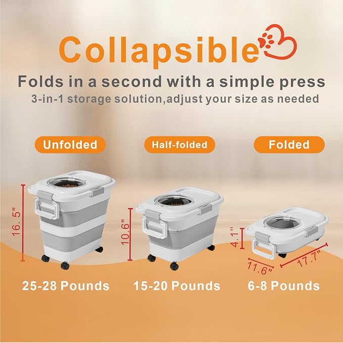 25–28 Lbs Airtight Collapsible Dog Food Storage Container - Image 2