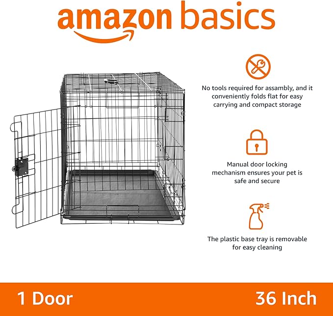 Amazon Basics Durable, Collapsible, Portable Metal Wire Dog Crate - Image 2