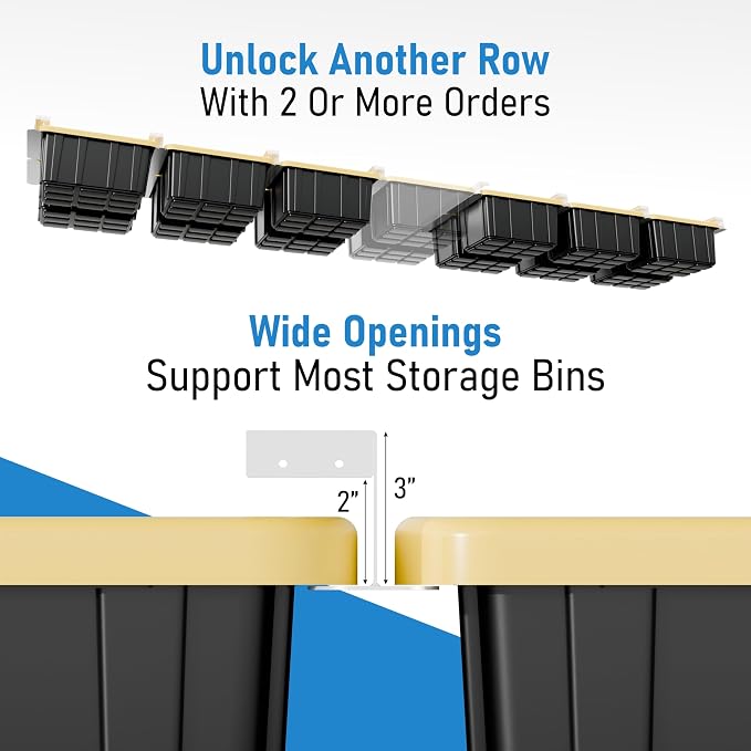 HANDT Overhead Garage Storage Rack, Connectable Heavy Duty Metal Ceiling Rails - Image 3