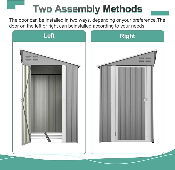4x10 FT Outdoor Storage Shed, Metal Shed, Lockable Door, Sloping Roof, - Image 7