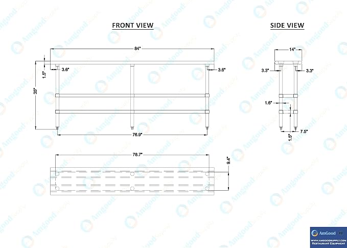 AmGood Stainless Steel Work Table - Image 9