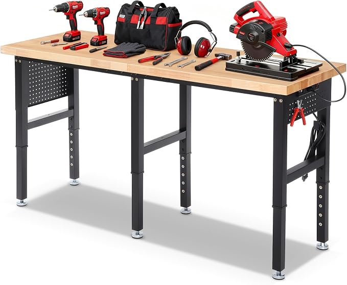Workbench 72 x 24 Inch Heavy Duty Adjustable Height Work Table by ENJOYWOOD