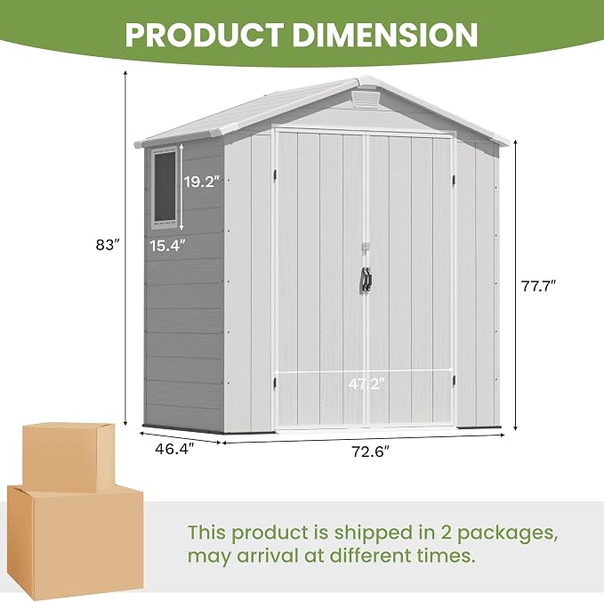 Greesum 6x4FT Plastic Outdoor Storage Shed - Image 2