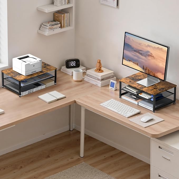 Desk Organizers and Accessories, 2-Tier Metal Computer Monitor Stand Riser - Image 5