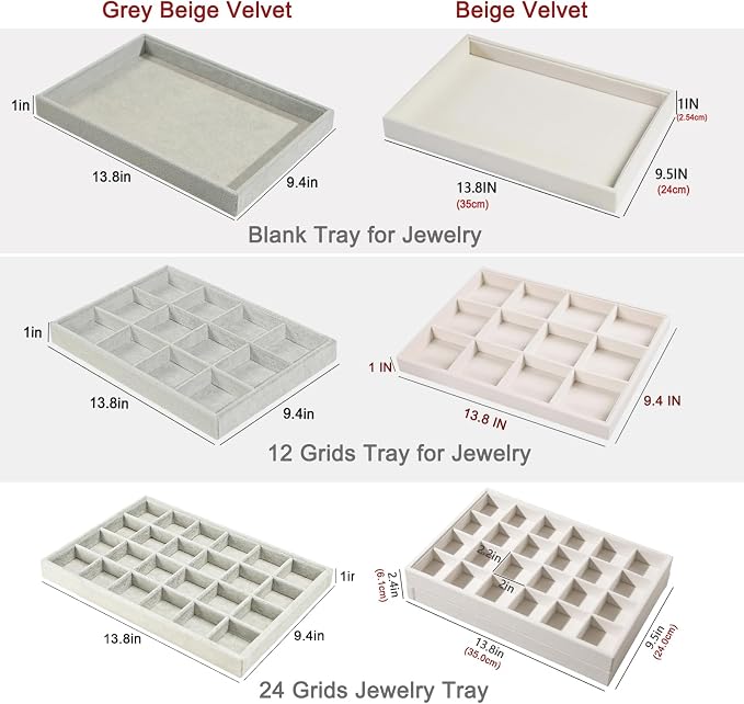2pcs/Set Velvet Jewelry Tray, Grids Large Storage Tray - Image 7