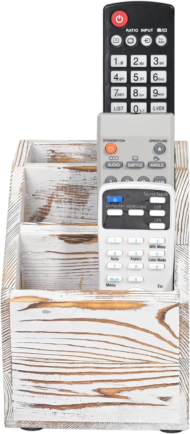 Wooden Remote Control Holder Organizer, 3 Compartment Storage Slots, TV Remote - Image 5