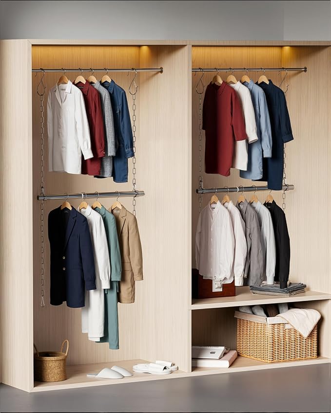 Hanging Closet Rod, Adjustable Width and Height Closet Rods Extender, 17-52inch - Image 9