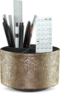 lizimandu Round Leather Art Supply Organizer, Remote Control Holder, 360 Degree by LIZIMANDU