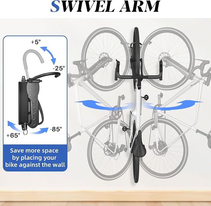 Goovilla Swivel Bike Wall Mount 2 Pack, Space Saving Bike Hangers - Image 5