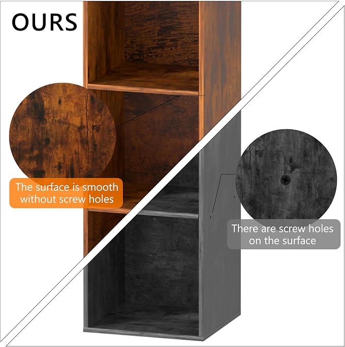 5 Cube Storage Organizer, 5 Tier Vertical Cube Bookcase Freestanding Storage - Image 6