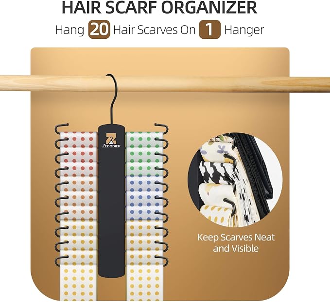 ZEDODIER Tie Hanger with 20 Hooks, Space Saving Necktie Organizer - Image 4