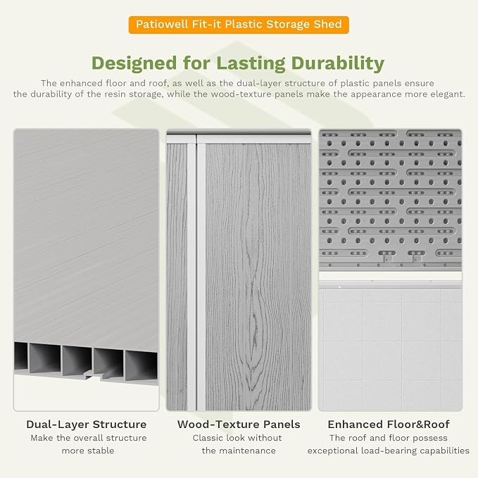 Patiowell Outdoor Storage Shed 5x3 FT, Plastic Garden Organizer Cabinet - Image 7