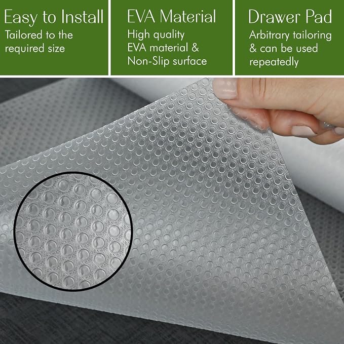 EVALAND Shelf Liners for Kitchen Cabinets Non-Adhesive 17.7" x 33 FT Clear - Image 3