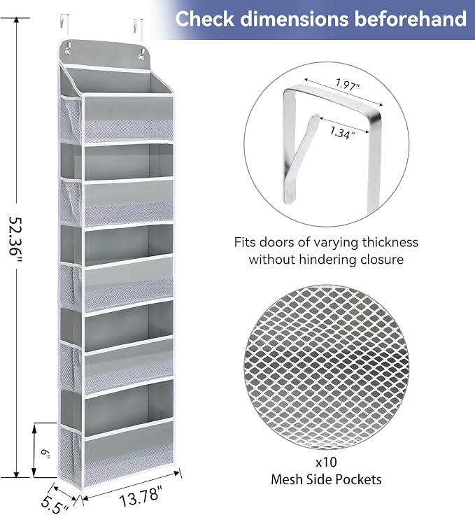 QINGUANG Over The Door Organizer, Hanging Organization and Storage, Behind Door - Image 3