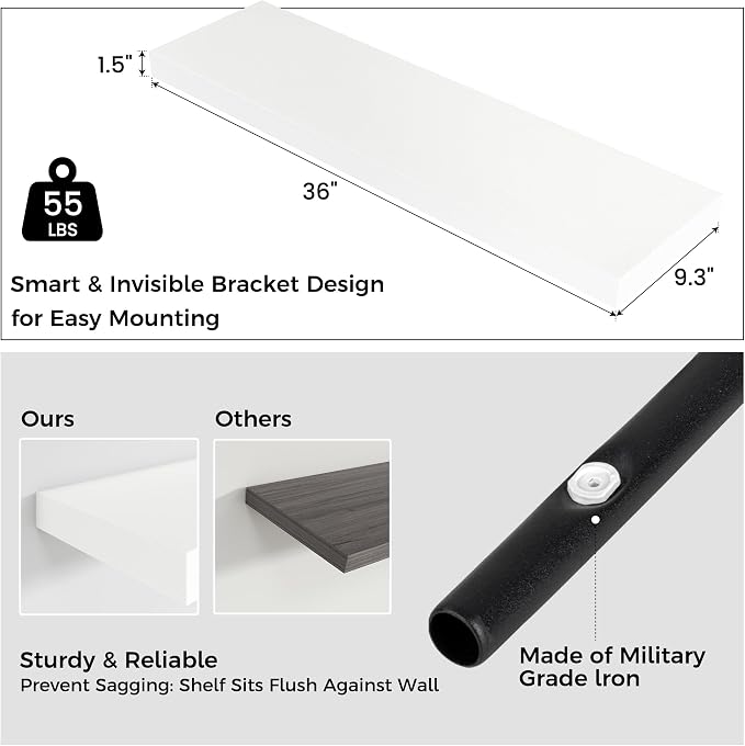 Floating Shelves for Wall, Engineered Wood Wall Shelves - Image 2