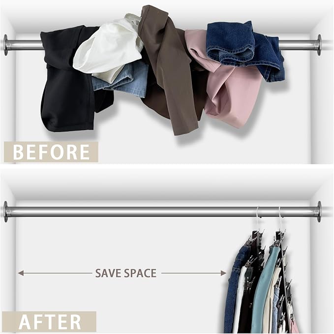 Skirt Hangers Space Saving, 6 Tier Closet Organizers & Storage, Wooden Magic - Image 7
