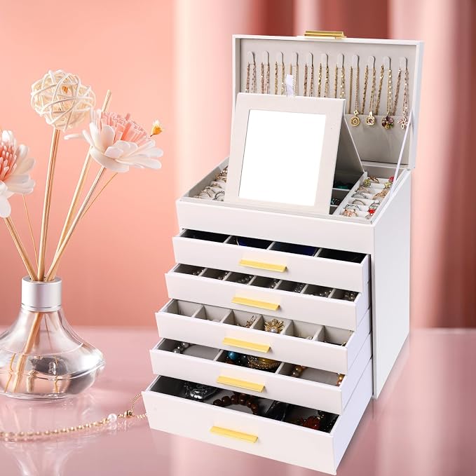 BOOVO Jewelry Box with Necklace Hanger – 6 layer Jewelry Organizer - Image 7