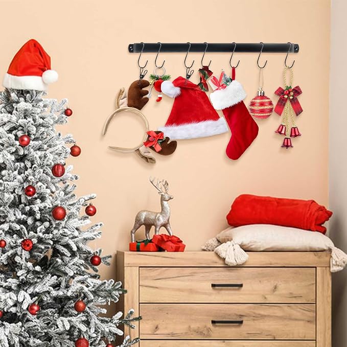 Hat Rack Closet Storage Wall: 12 Adjustable Stainless Steel Clips and 17 Inch - Image 2