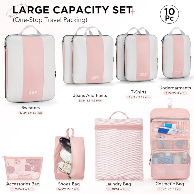 10 Set Compression Packing Cubes - Image 2