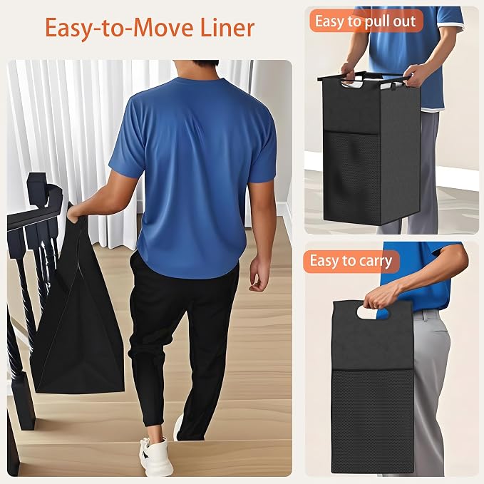 Laundry Sorter 3 Section, 360°Rolling Laundry Basket, 3 Pull-Out and Removable - Image 6