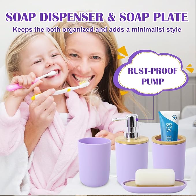 iMucci Bathroom Accessories Light Purple Bathroom Sets - Image 4
