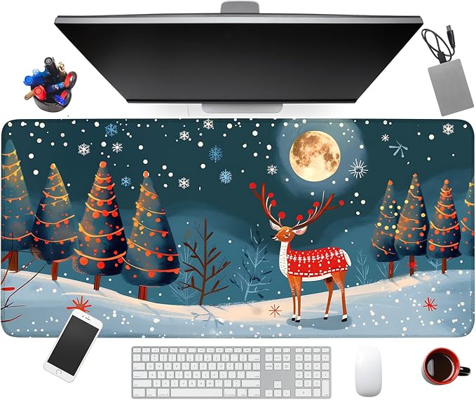 Large Mouse Pad 35.5 x 15.8 Inch, Christmas Reindeer Desk Mat, Gaming Mouse Pad - Image 6