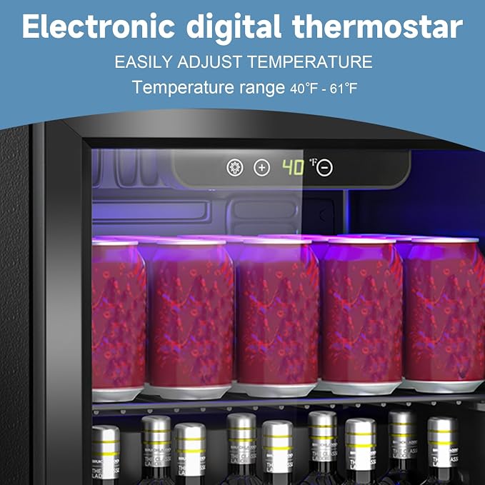 Beverage Refrigerator Cooler, 60 Can Mini Fridge Glass Door - Image 4