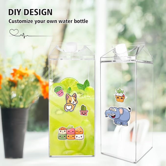 64 Oz Large Clear Milk Carton Container Plastic Square Milk Water Bottle Milk - Image 5
