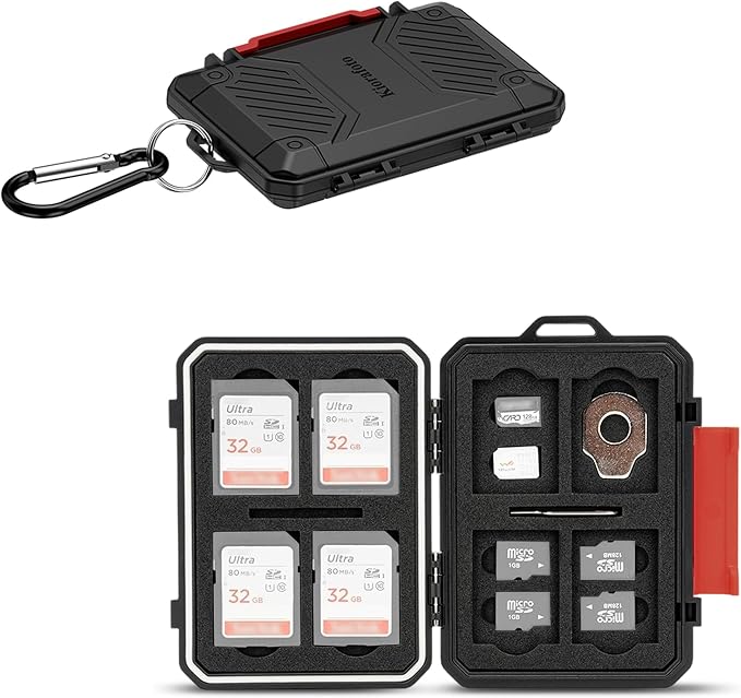 22 Slots SD MicroSD Memory Card Case, IP67 Waterproof Anti-Shock Memory Card by Kiorafoto