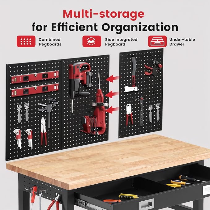 Work Bench with Storage Adjustable Workbenches with Drawer - Image 3