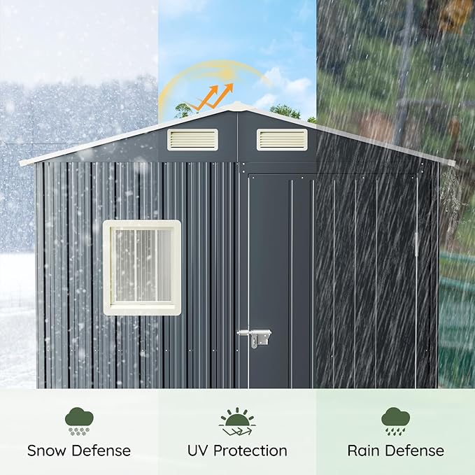 Update Version 6x4 FT Outdoor Metal Storage Shed, Single Door, 1 Clear Window - Image 7
