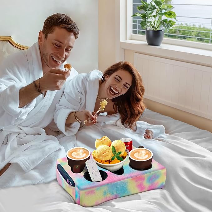 Couch Cup Holder Pillow, 5 Hole Couch Drink Holder! Keep Drinks Hand Side and - Image 4
