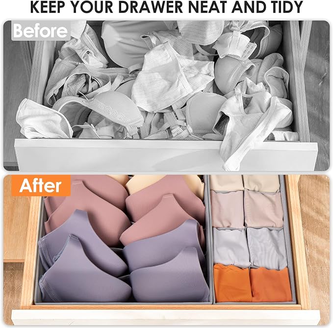 Criusia 16 Pack Sock Underwear Drawer Organizer, 96 Cells Dresser Organizer - Image 6