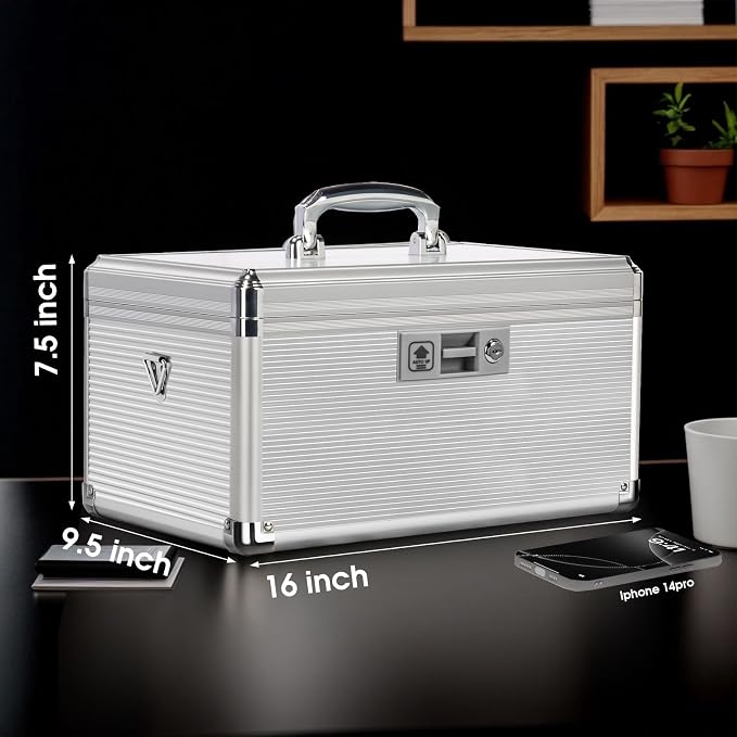 Medicine Lock Box with Key, Alluminum Alloy Box - Image 2