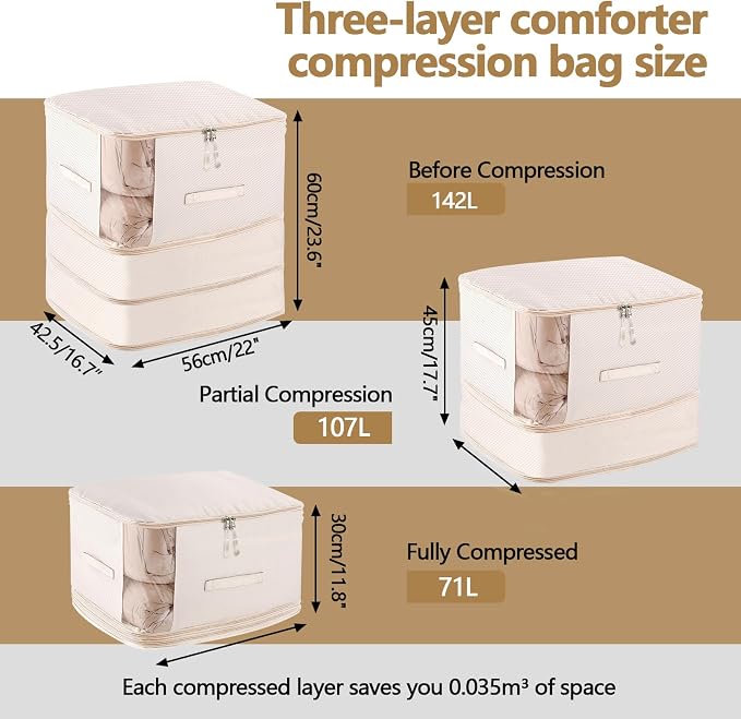 4 Pack Space Saving Comforter Storage Bag - Image 3