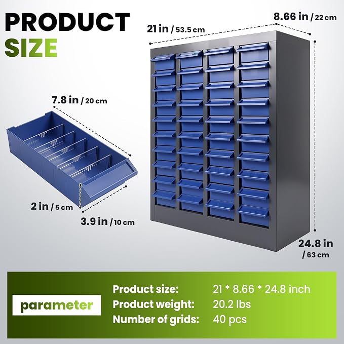40-Drawer Bolt and Nut Organizer Bolt Bin Cabinet, Steel Part Cabinets Hardware - Image 2