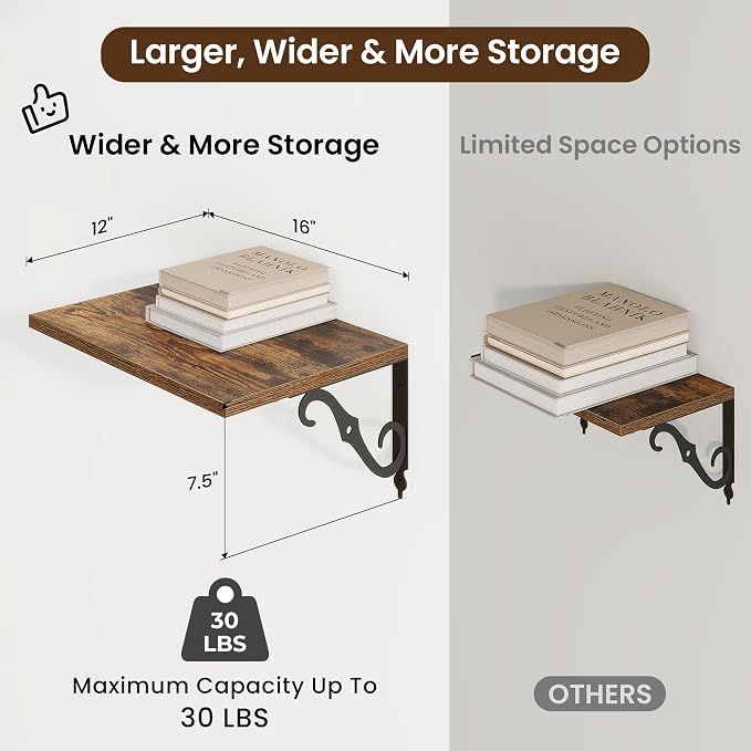 RICHFOCUS 12 Inch Deep Floating Shelves - Image 3