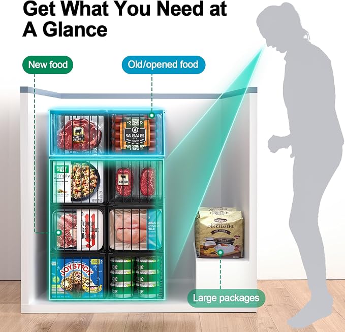 Freezer Organizer Bins, 2 Pack Stackable Deep Chest Freezer Organizer Bins - Image 4