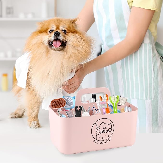 5-Compartment Pink Dog Stuff Storage Caddy - Image 2