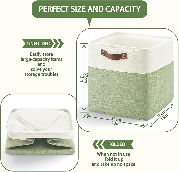 13 Inch Cube Storage Bins, Foldable Storage Basket - Image 3