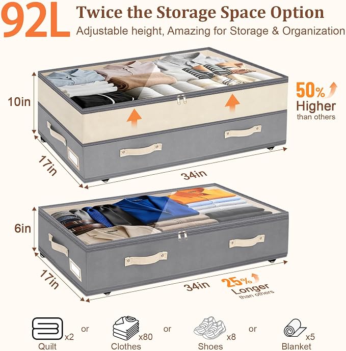Dolicer 2 Pack Under Bed Storage - Image 3