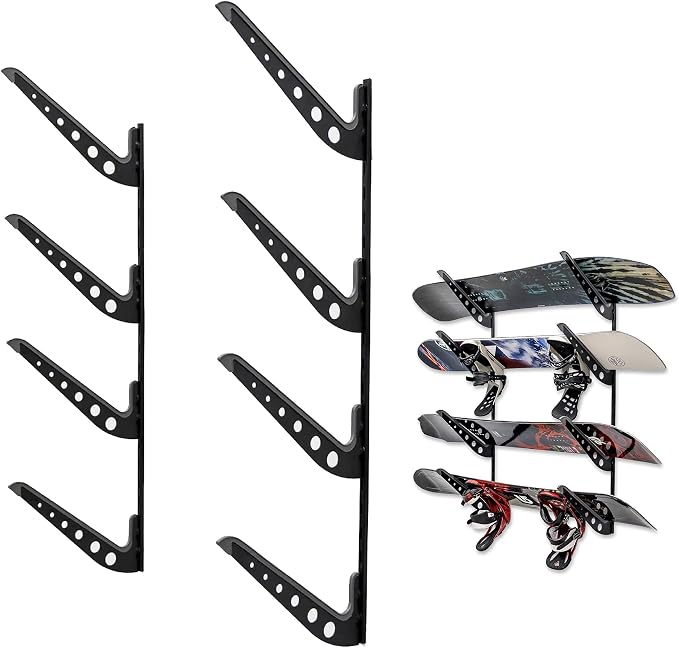 StoreYourBoard Adjustable Snowboard Storage Rack, Wall Mount 4 Board Display - Image 8