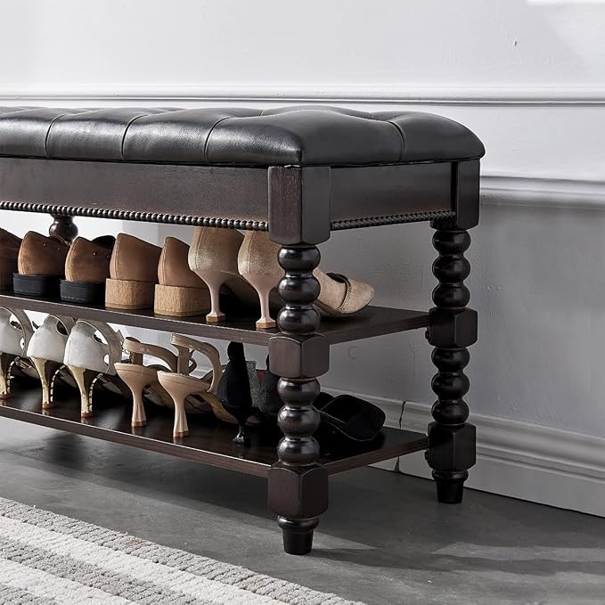LEILISI Shoe Bench, Wood Storage Bench - Image 6