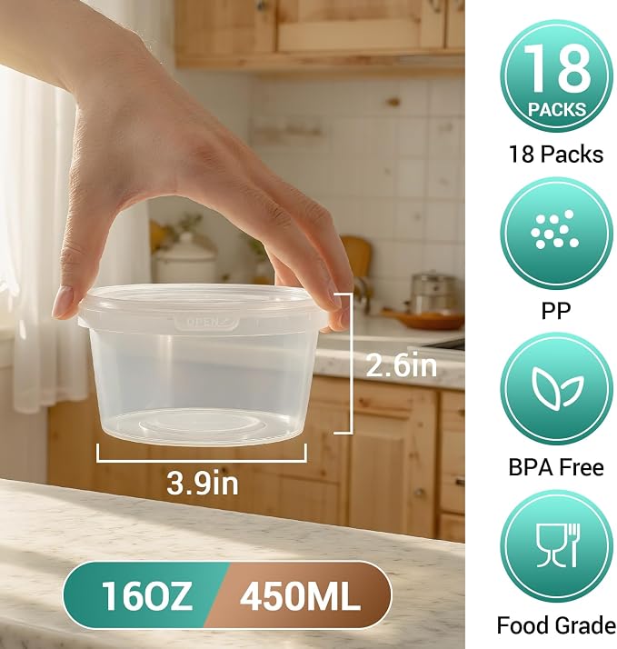 18 Pack 16oz Clear Plastic Bucket - Image 7